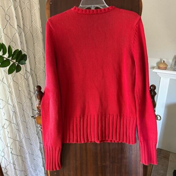 Vintage Polo Jeans Co Ralph Lauren Knit Sweater American Flag red Size Small - Picture 7 of 8